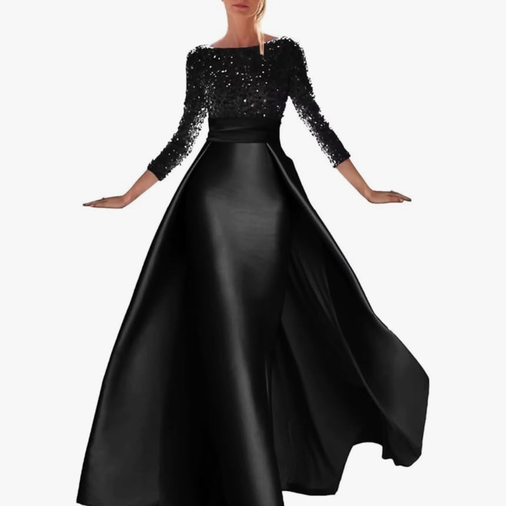 Black Satin Evening dress